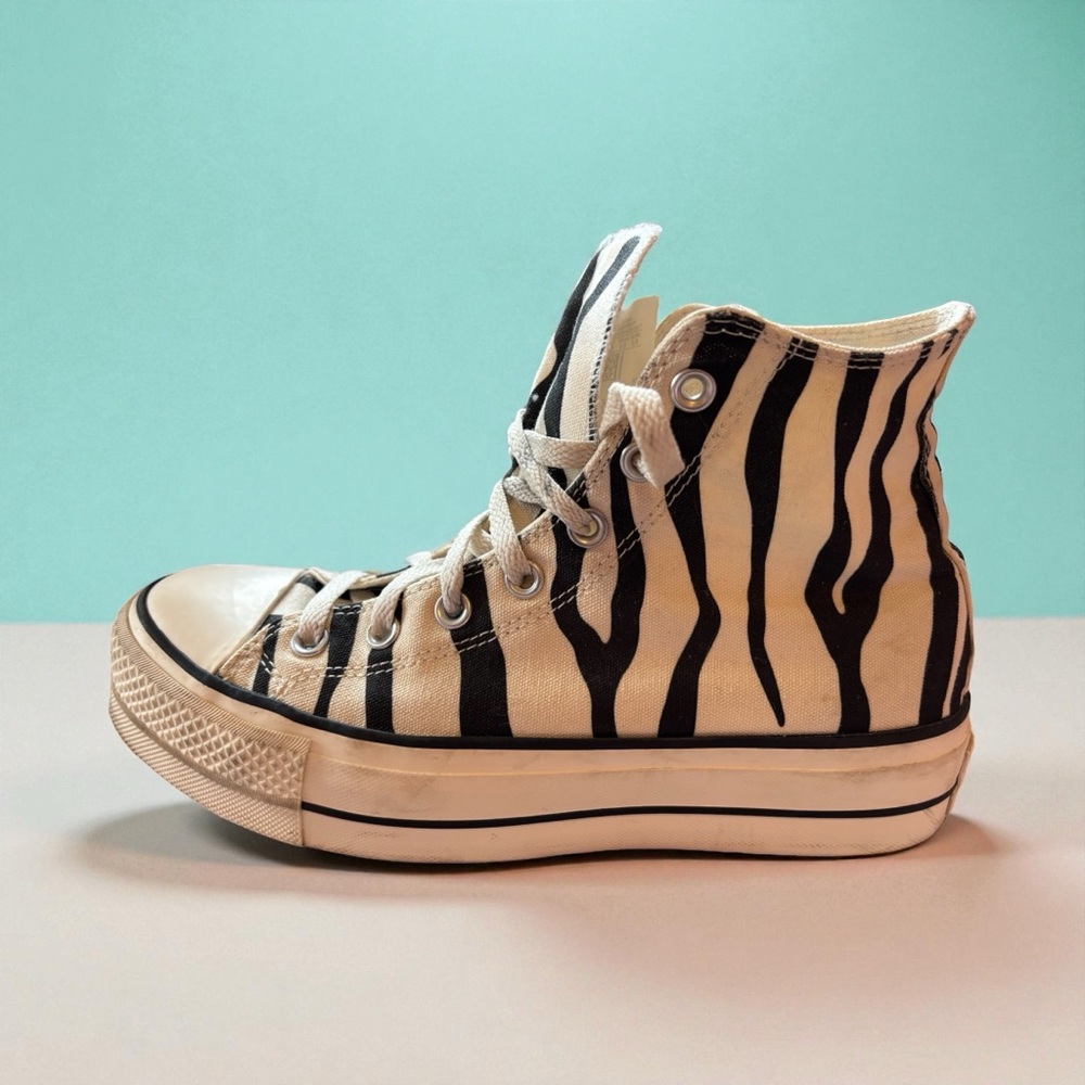 CUSTOM Converse Chuck Taylor Zebra Hi-Tops Women’s Size 8.5/Mens 6.5 - Picture 7 of 14
